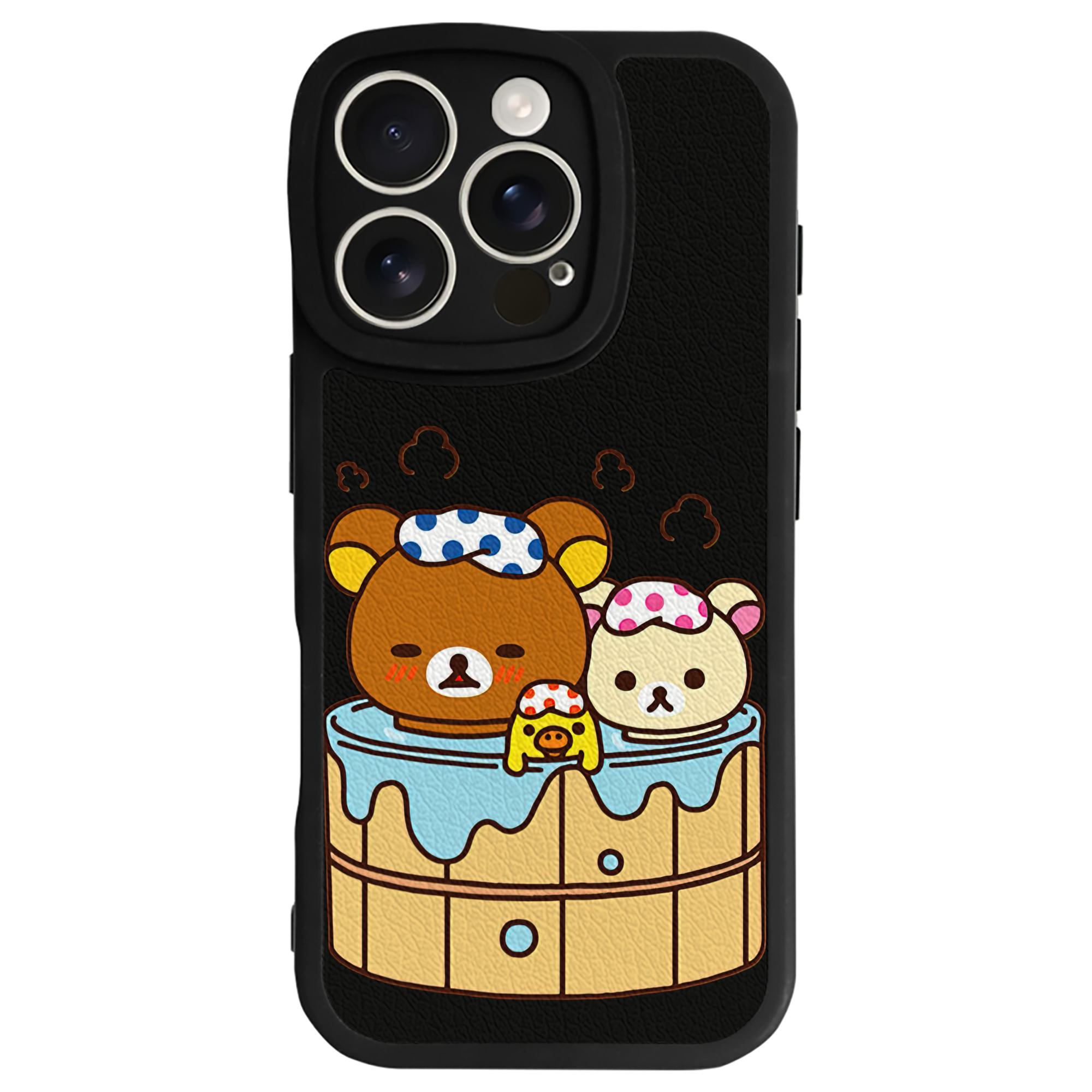 （画像用） リラックマ リラックマ キイロイトリ Rilakkuma Korilakkuma Kiiroitori 【iPhone 16シリーズ対応】シリコンスマホケース（レザー調） 材質：シリコン